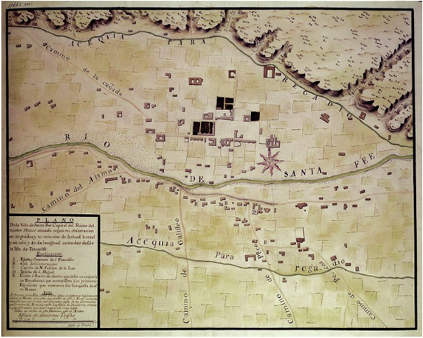 Draftsman José de Urrutia 1767 map of Santa Fe